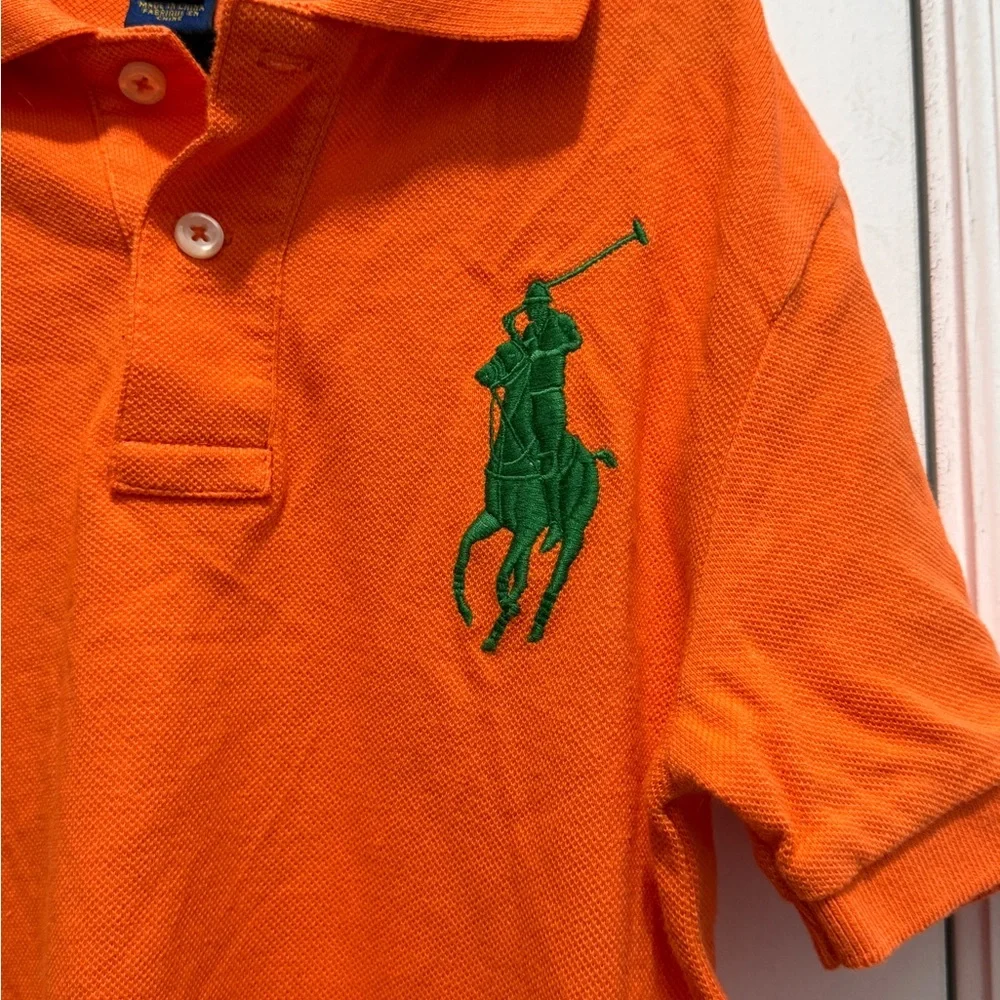 Polo by Ralph Lauren Orange Polo Shirt with Green Logo